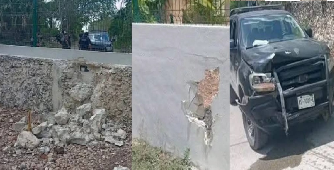 Mas rápido que Toretto policías municipales chocan una patrulla contra la barda de una casa en Peto