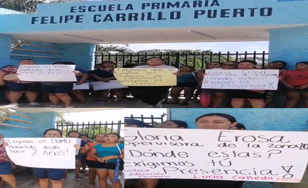 Padres de familia de Tixcancal exigen soluciones: Los chamaquearon por Lechitas y Balam