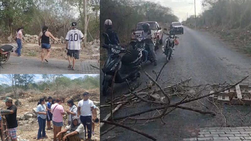 Cierran la vía Umán- Tanil, exigen bachear la carretera, hay tres lesionados, una de gravedad
