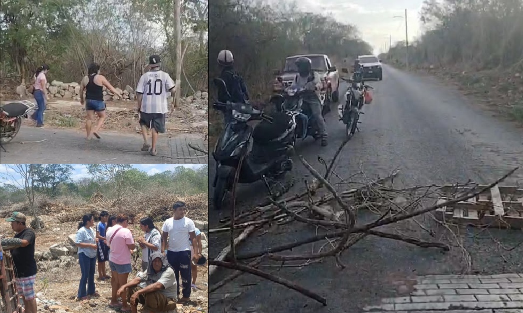 Cierran la vía Umán- Tanil, exigen bachear la carretera, hay tres lesionados, una de gravedad