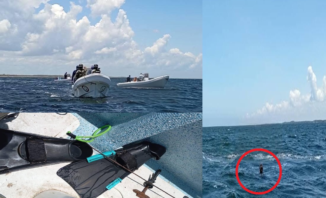 Lanchas de Dzilam de Bravo abandonan a cuatro buzos furtivos frente al faro de Yalkubul