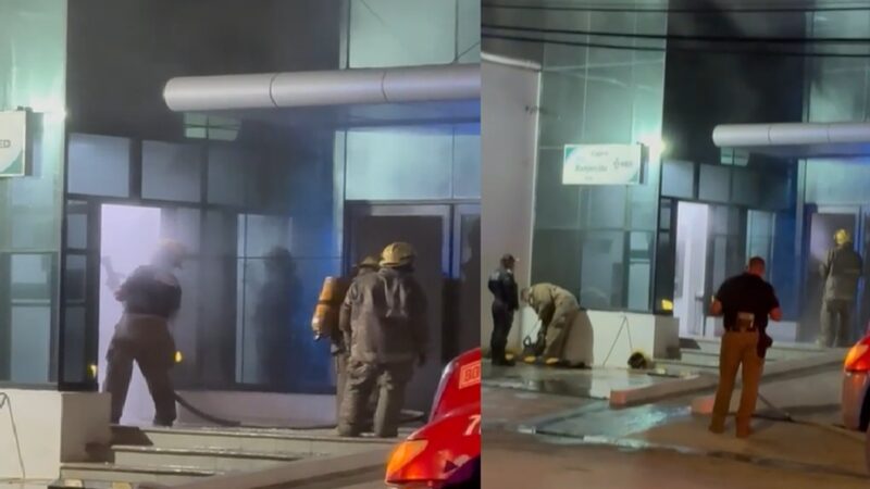 Se incendia un banco militar “Banjercito” en el centro de Progreso
