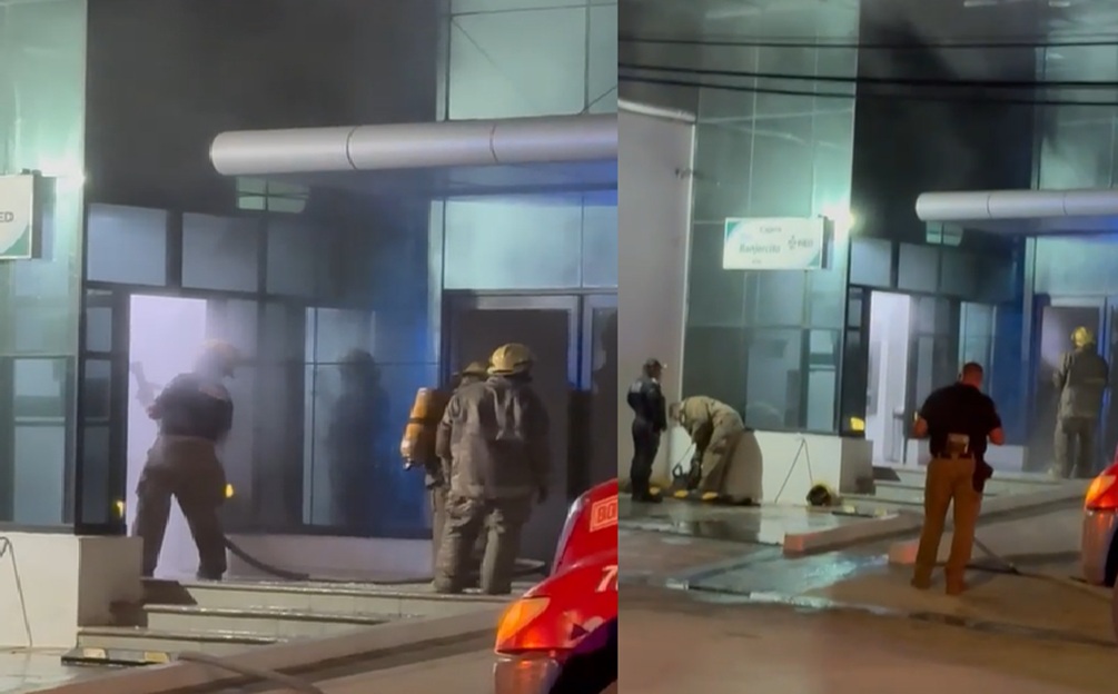 Se incendia un banco militar “Banjercito” en el centro de Progreso