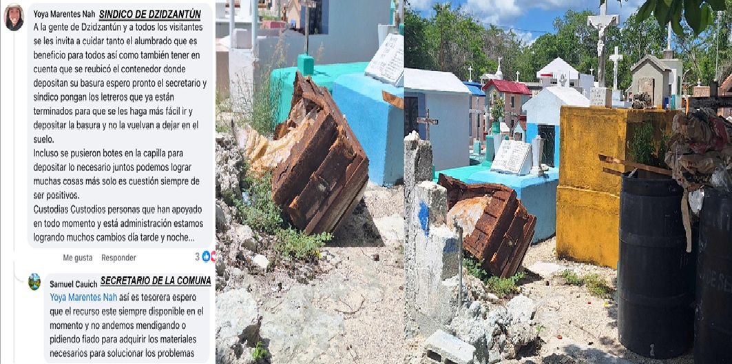 Ataúdes donde sacan restos un foco de infección en el cementerio de Dzidzantún, dicen ciudadanos