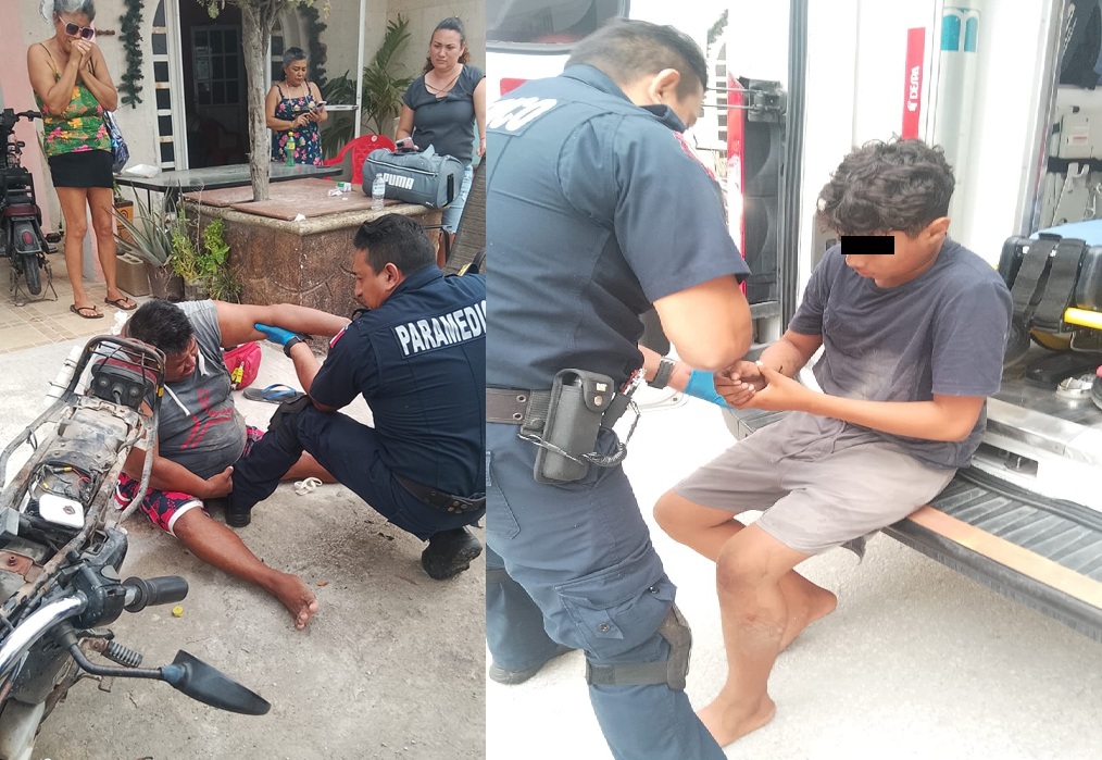 Un choque entre dos motocicletas deja dos lesionados en Dzilam de Bravo