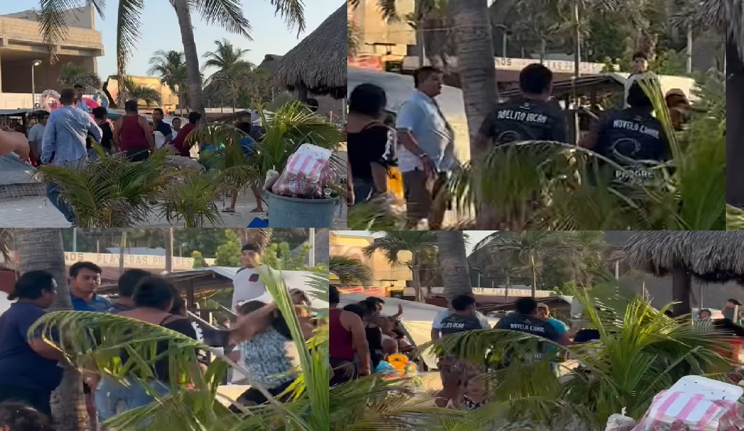 Se arma zafarrancho entre palaperos y turistas en playas de Progreso