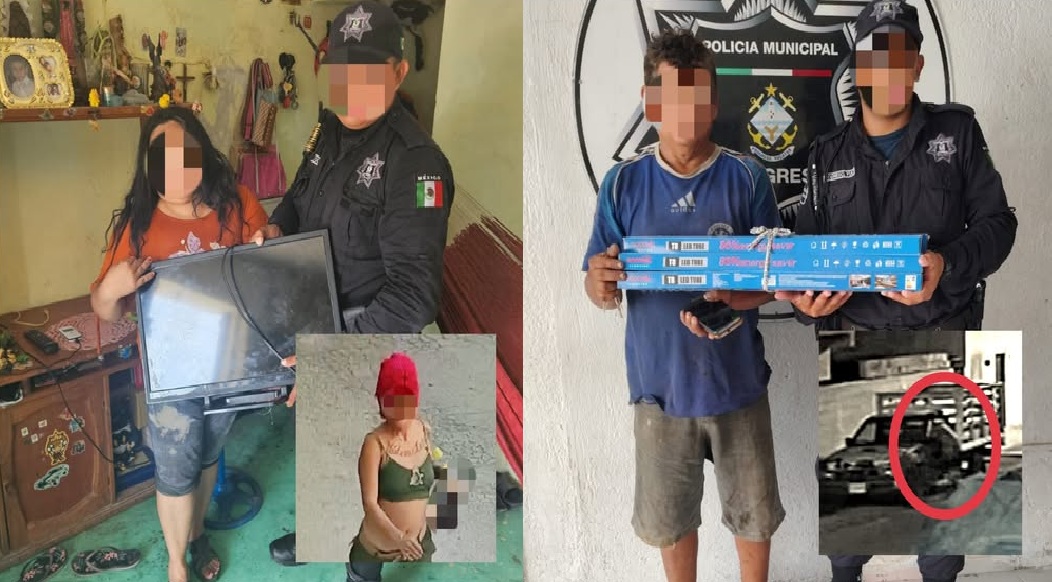 Policía recupera y entrega a sus dueños lámparas y un televisor robado en Progreso