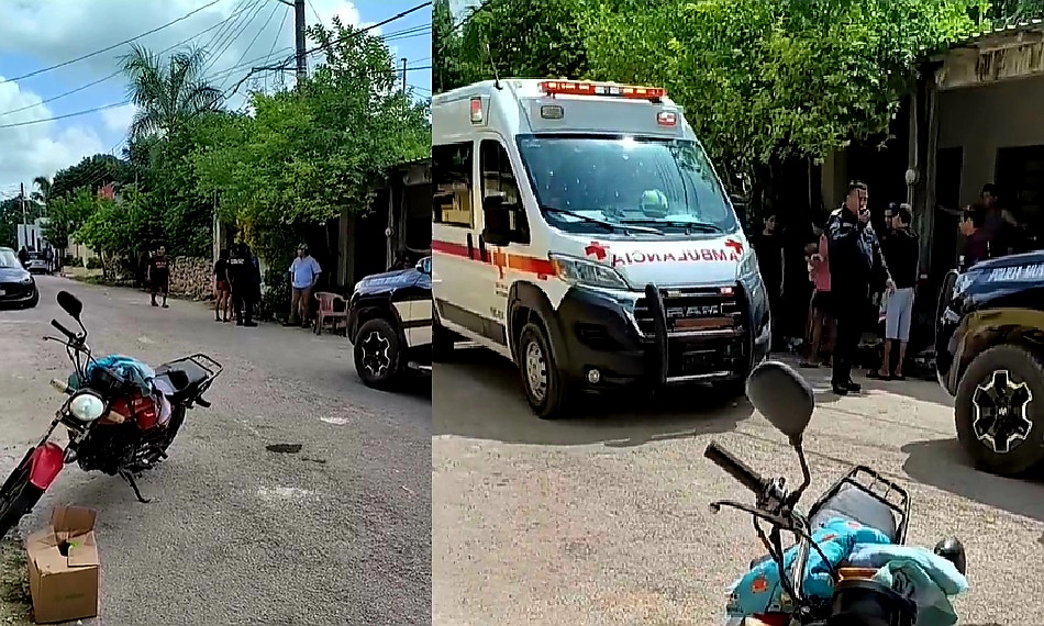 Un perro causa que una familia derrape en moto en Tizimín: Hay dos menores lesionados