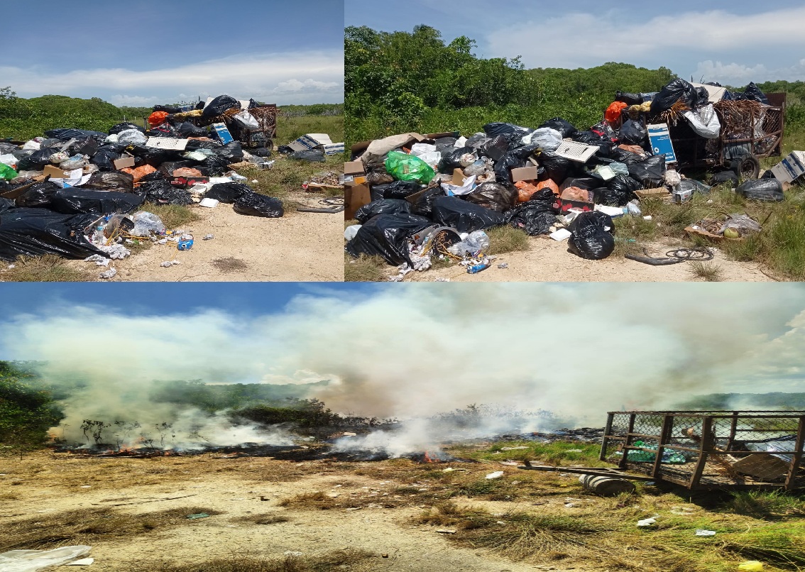 La comuna de Dzidzantún contamina el puerto de Santa Clara: Tira y quema basura