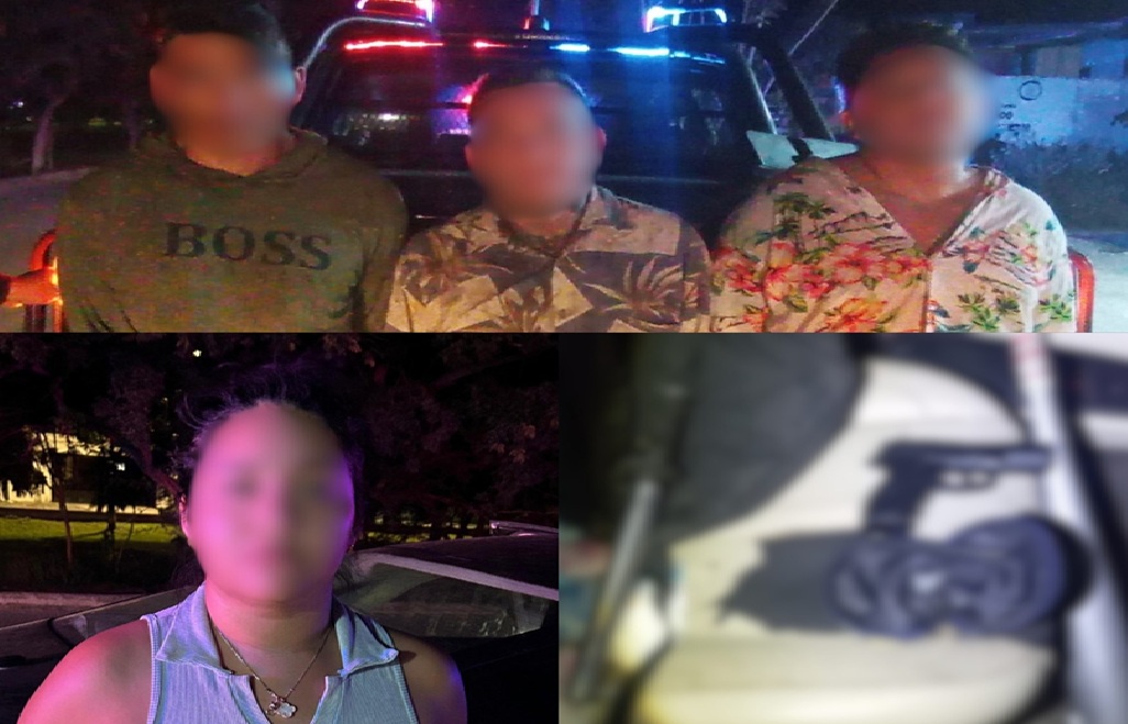 Detienen en Ciudad Caucel a dos personas de Quinta Roo y dos yucatecos con una réplica de pistola, bates y tubos