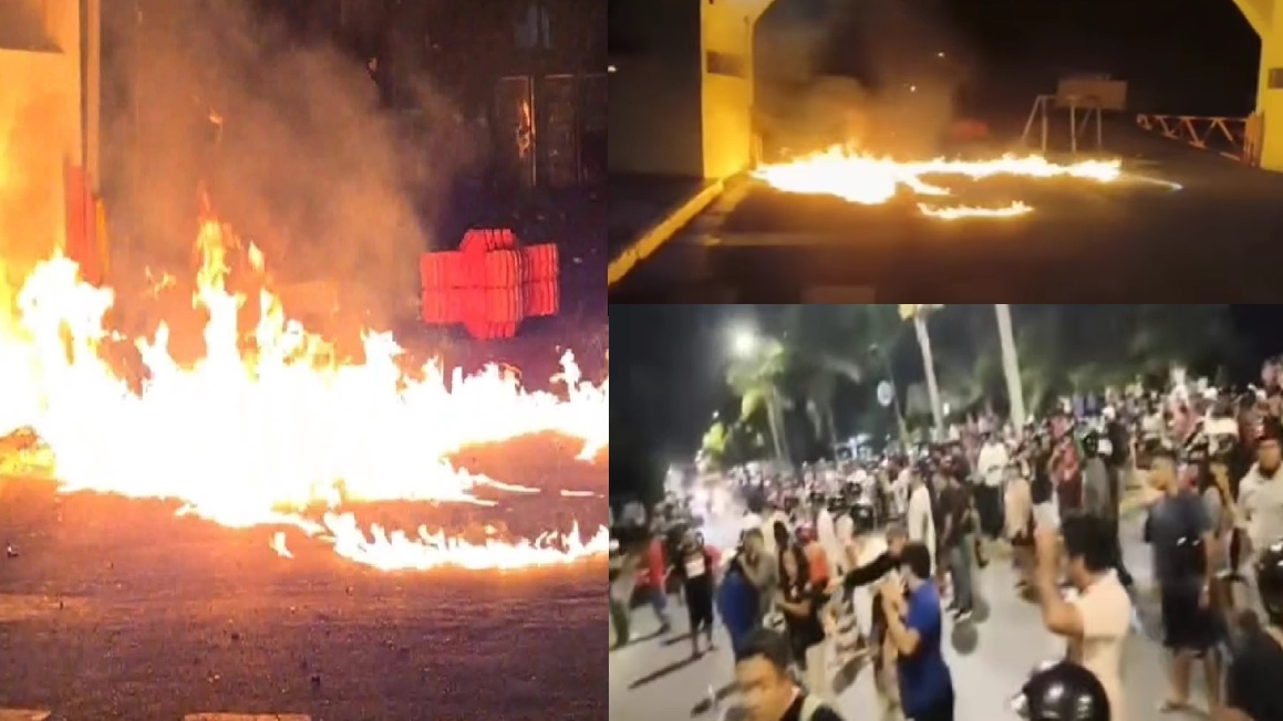 Cozumeleños incendian la base de la GN: Un militar abusó de una menor en Cozumel