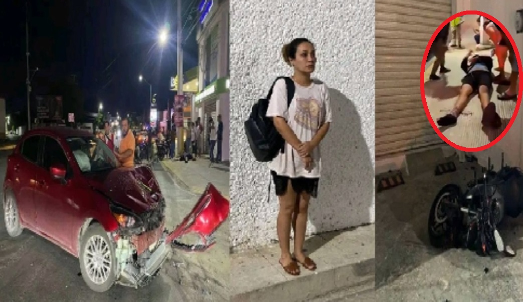 Policía protegen a la presidenta del DIF de Campeche luego que chocó y lesionó a un motociclista