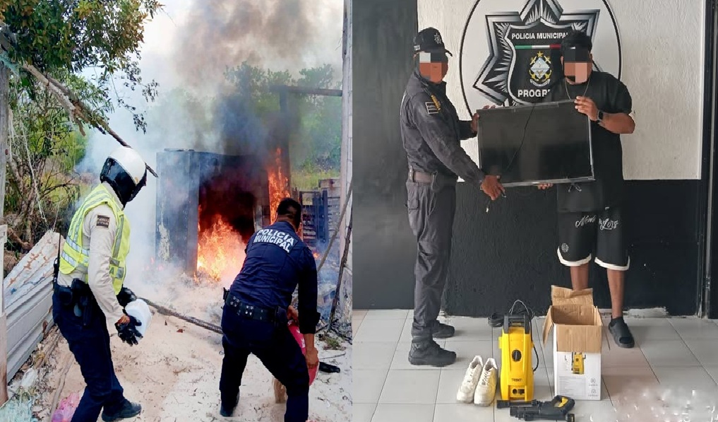 Policía recuperan objetos robados en Progreso y apagan un incendio en Chelem