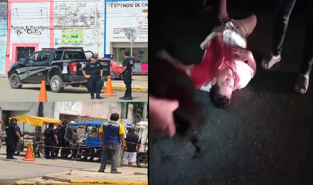 Le dan su “madrazo” a un policía de Seyé y un motociclista derrapa carretera a Acanceh,