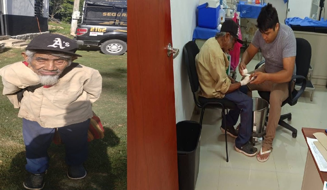Policías de la SSP auxilian a un abuelito que se desangraba en una comisaría de Tzucacab