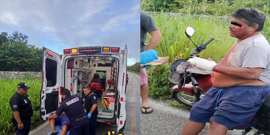 Se embriaga en Dzilam de bravo, se barre en su moto y lesiona cuando regresaba a Dzilam González