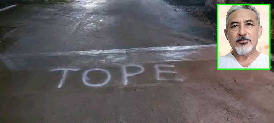 Alcalde instala sin señales, un tope frente a la casa del jefe policiaco de Cansahcab: Hay una accidentada