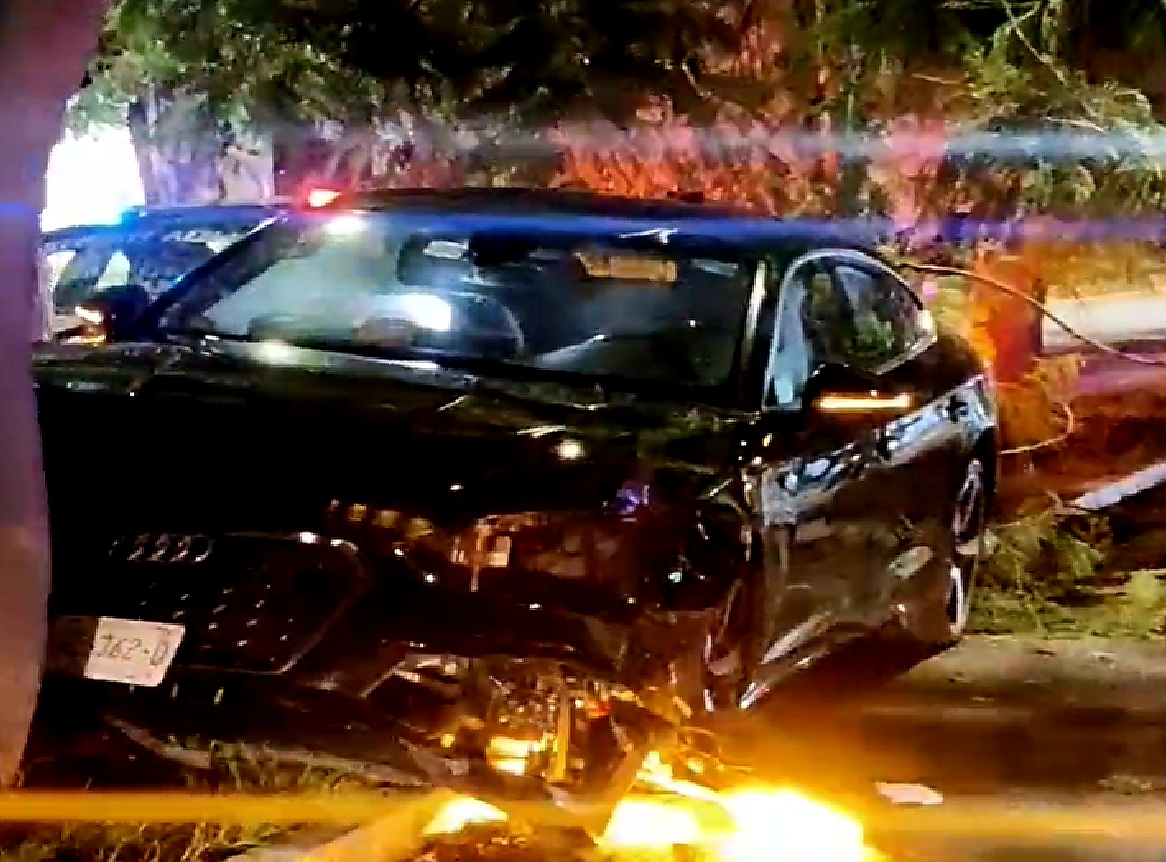 Viejito choca contra un árbol y destroza su Audi en Prolongación Paseo de Montejo