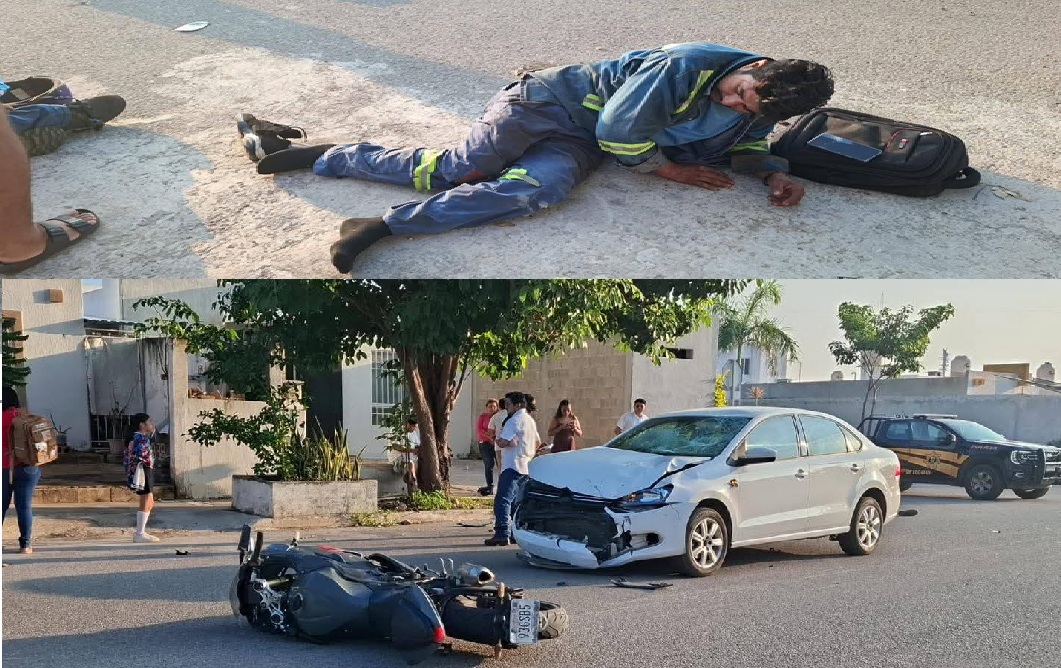 Dos motociclistas se vuelan un alto, chocan y uno se fractura una pierna en Ciudad Caucel