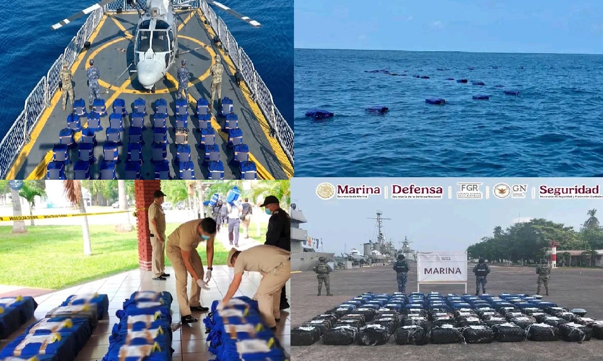 Marina asegura 2.5 toneladas de cocaína flotando en costas de Michoacán