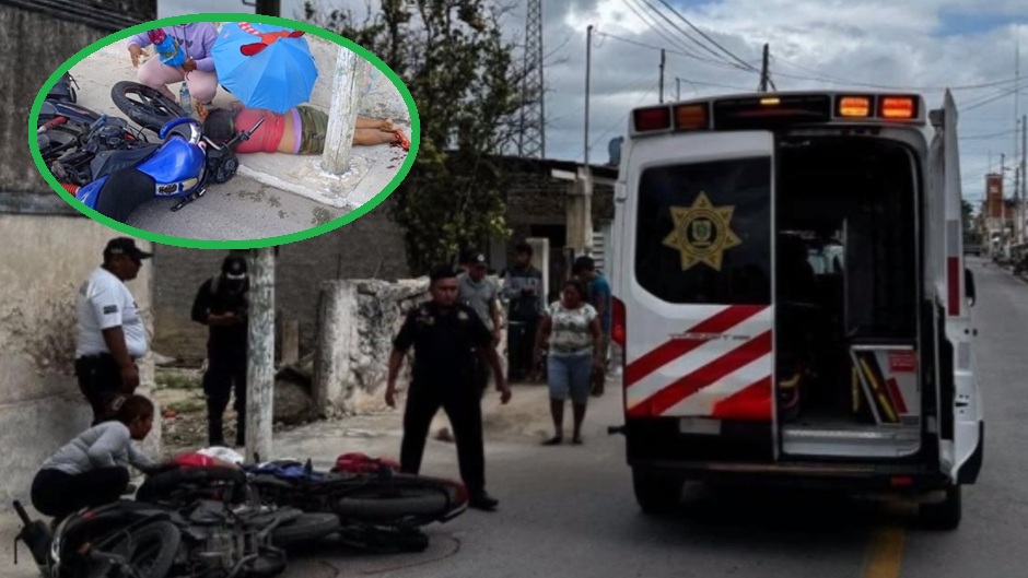 Choque entre dos motos, deja una mujer con el pie fracturado en Dzilam González