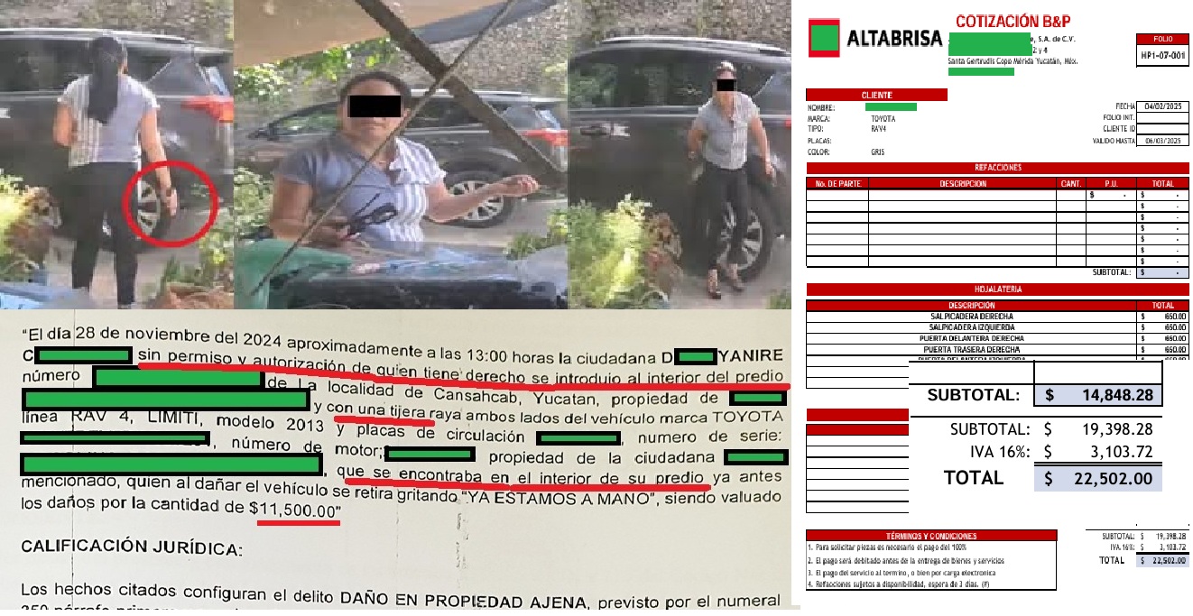 Fiscalía omite delitos graves e imputara a violenta motuleña solo por daños a una camioneta