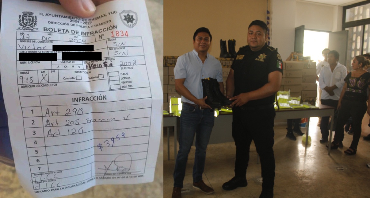 Motociclista paga casi 4000 pesos de multa por no portar casco en Chemax