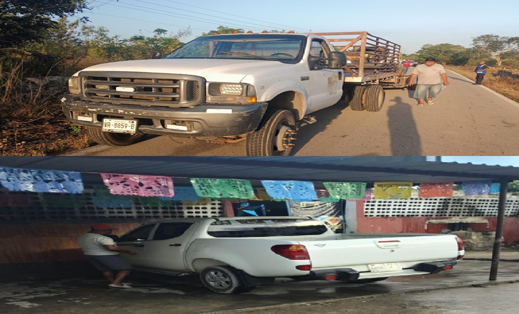 Dos conductores chocan en la vía Kiní- Sacapuc y una violenta mujer apedrea dos vehículos en Motul