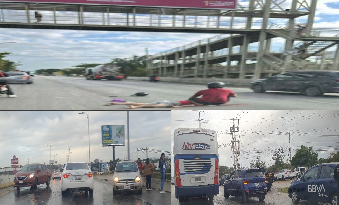 Dos choques frente san pedro Cholul y un motociclista murió atropellado en el periférico de Mérida