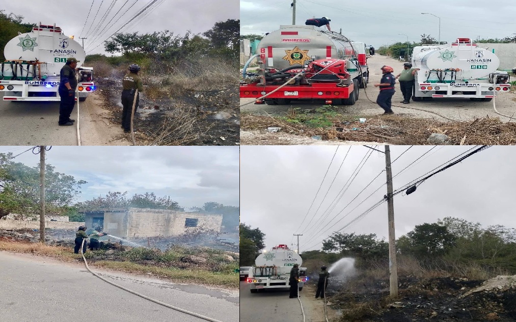 Arde Kanasín: Policías y Bomberos apagan 17 incendios en un día  