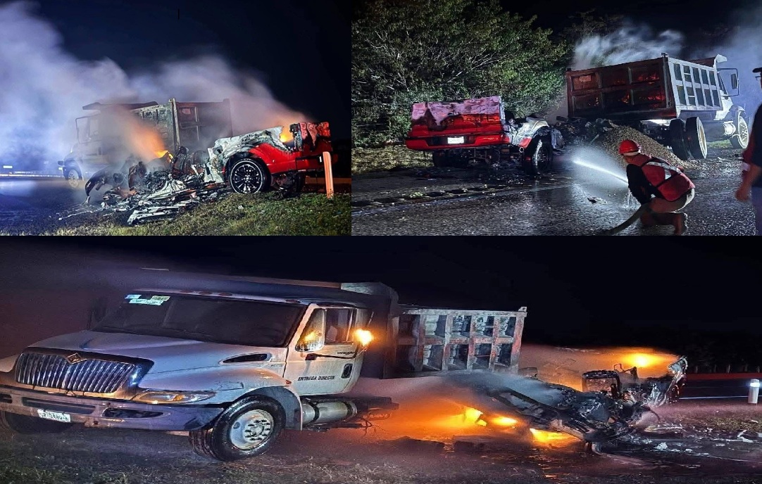 Camioneta con placas de Yucatán choca contra un volquete en la Campeche–Mérida
