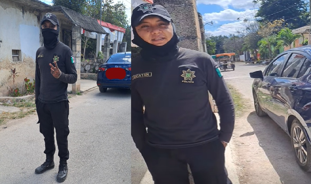 Como delincuentes usando pasamontañas, policía vigilan una escuela Primaria de Seyé