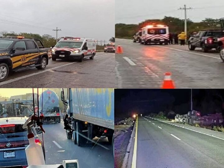 Dos volcaduras una en la Mérida- Motul y la otra en la carretera Mérida- Cancún