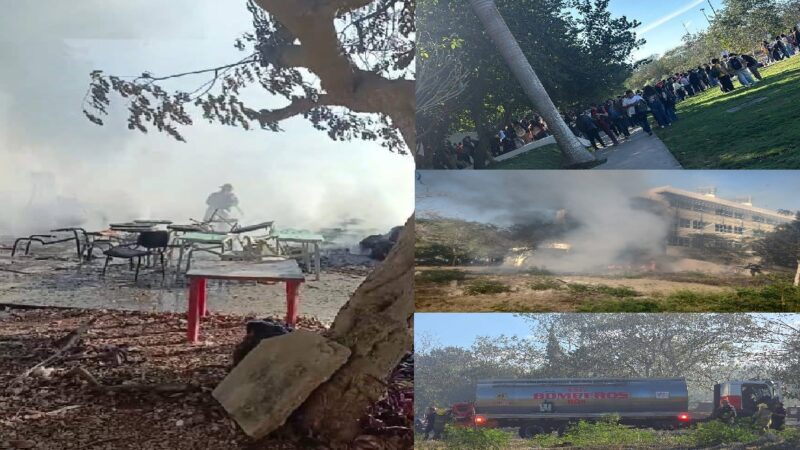 Se incendia un área de maleza en el campus de Psicología de la UADY