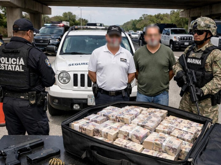 Detienen a dos Chilangos con $12 millones de pesos y una pistola en el reten de Teya