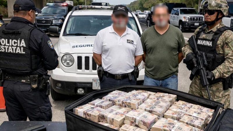 Detienen a dos Chilangos con $12 millones de pesos y una pistola en el reten de Teya