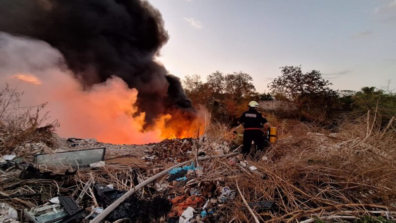 Bomberos de la SSP apagan un predio baldío en llamas en colonia Nueva Mulsay