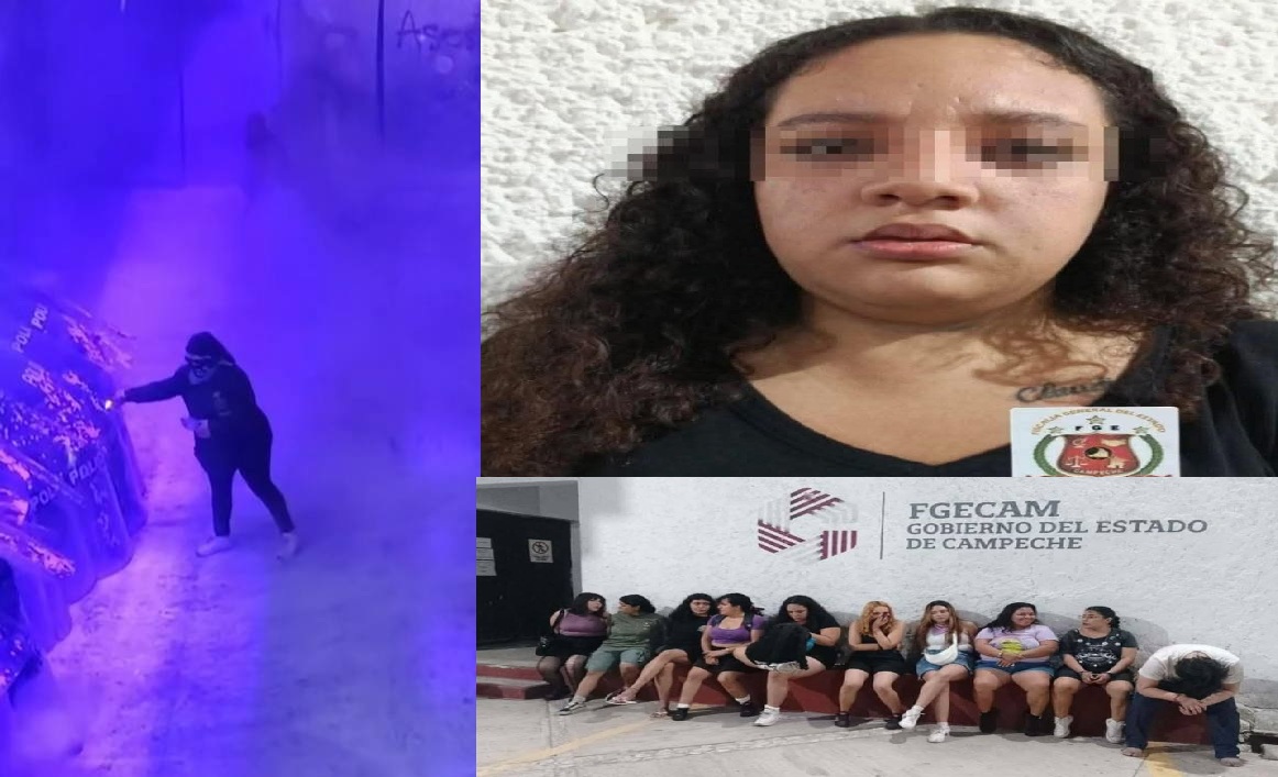 Vinculan a una mujer que le prendió fuego a mujeres policía de Campeche durante la marcha 8M