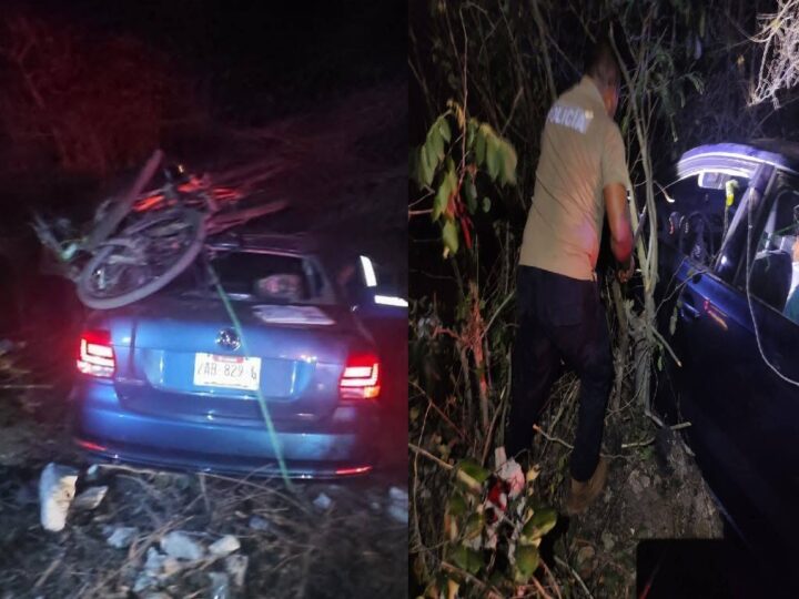 Un conductor dormita y termina con su familia dentro de la maleza en la Mérida–Tizimín