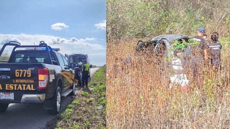 Un automovilista dormita al volante y vuelca en la Mérida–Tetiz.