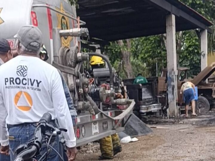 Una camioneta se incendia y explota en un taller de soldadura en Baca