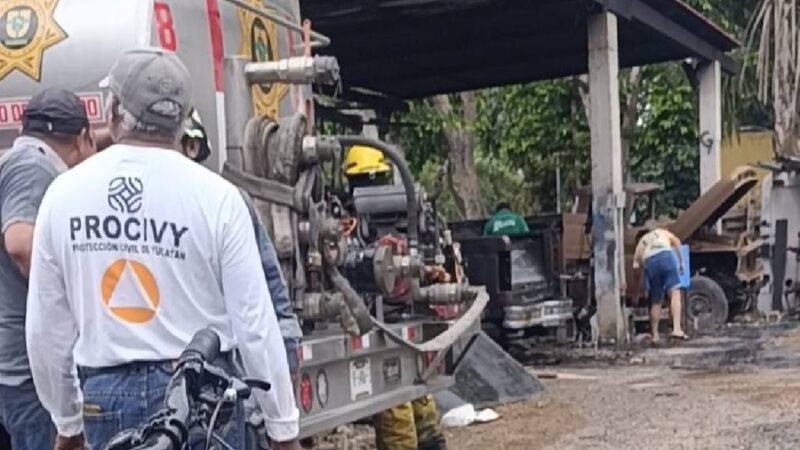 Una camioneta se incendia y explota en un taller de soldadura en Baca