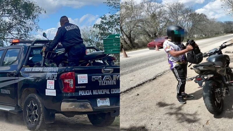 Policías de Tizimín recuperan tres motos: Dos en una casa y una en un retén a la salida de Valladolid