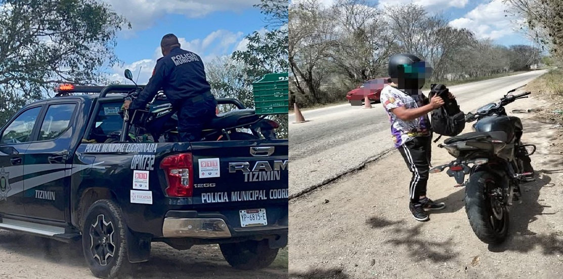 Policías de Tizimín recuperan tres motos: Dos en una casa y una en un retén a la salida de Valladolid