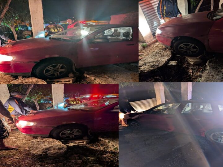 Un automovilista pierde el control y estrella contra una construcción en Cansahcab