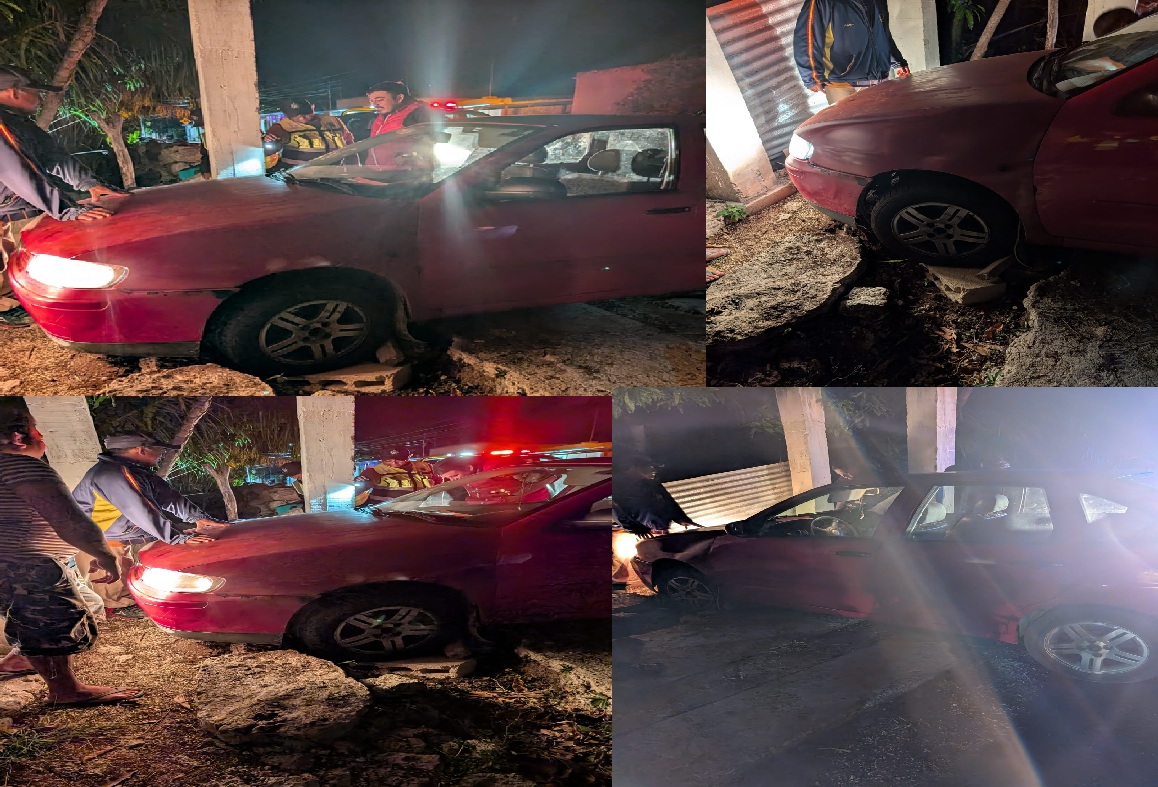 Un automovilista pierde el control y estrella contra una construcción en Cansahcab