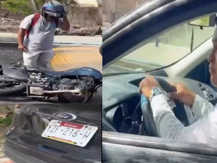 Cobarde conductor choca a un motociclista en la salida de Sodzil Norte y huye del lugar