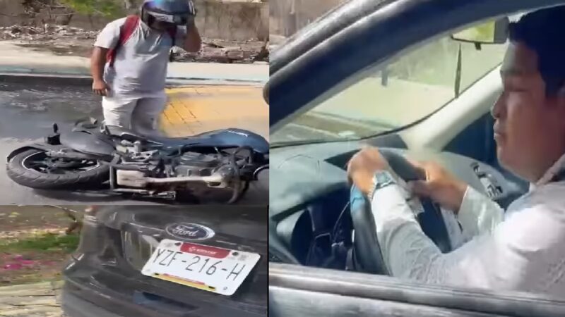 Cobarde conductor choca a un motociclista en la salida de Sodzil Norte y huye del lugar