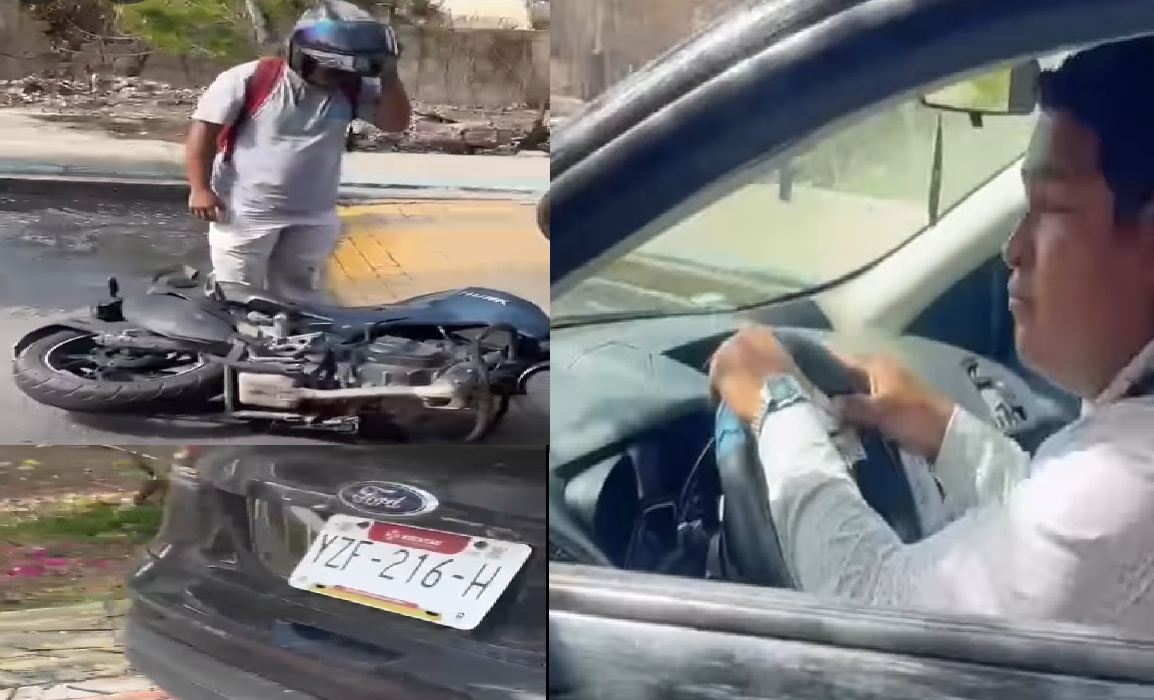 Cobarde conductor choca a un motociclista en la salida de Sodzil Norte y huye del lugar
