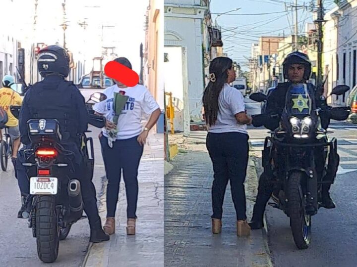 El policía tolete no existe: En Mérida un agente da cariñitos en horas de trabajo